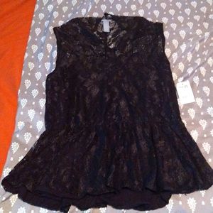 Black lace peplum top